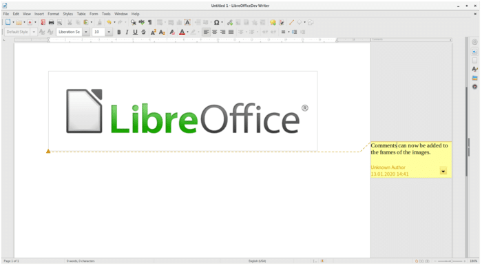 LibreOffice Writer: Add Comment on an image