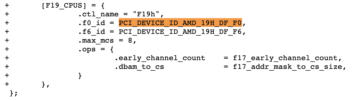 pci device id amd zen 3 in linux code