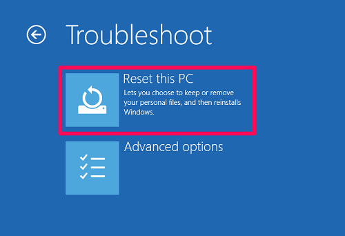 reset windows 10 without settings