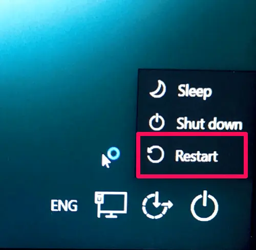 restart windows from lock screen