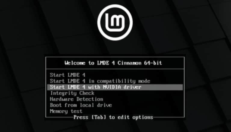 LMDE4 Boot menu with NVIDIA Driver