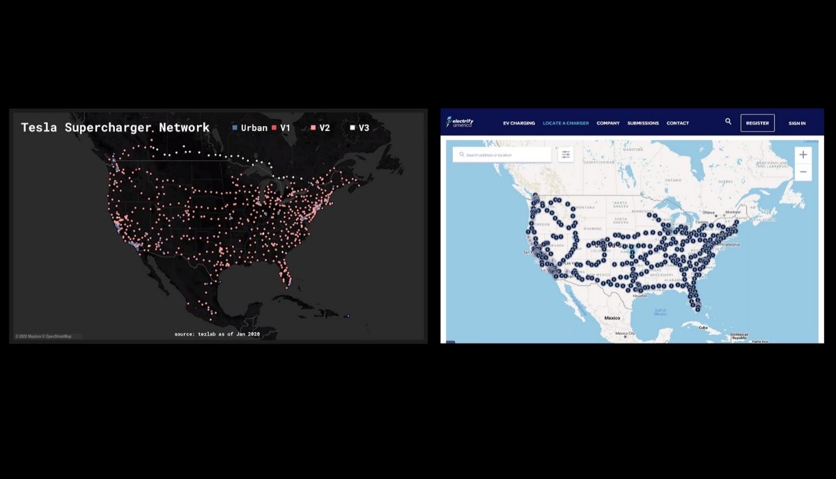 Tesla Model 3 Model S Supercharger Network Vs Electrify America Supercharger Network