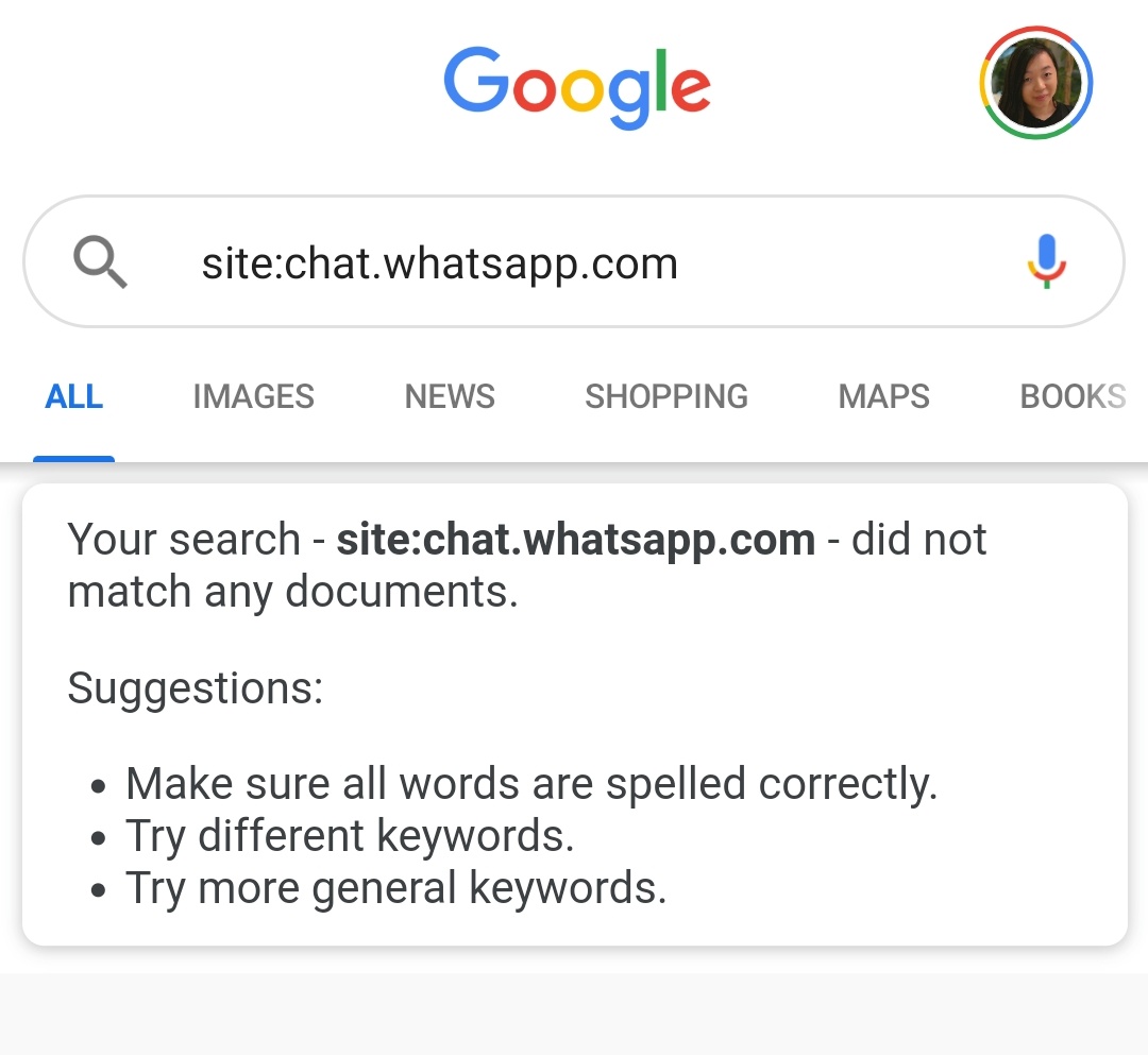WhatsApp Private Chats Links on Google Removed