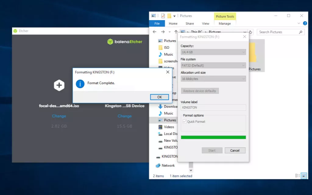 Creating Bootable USB Using Balena Etcher On Windows 10 — Formatting Completes