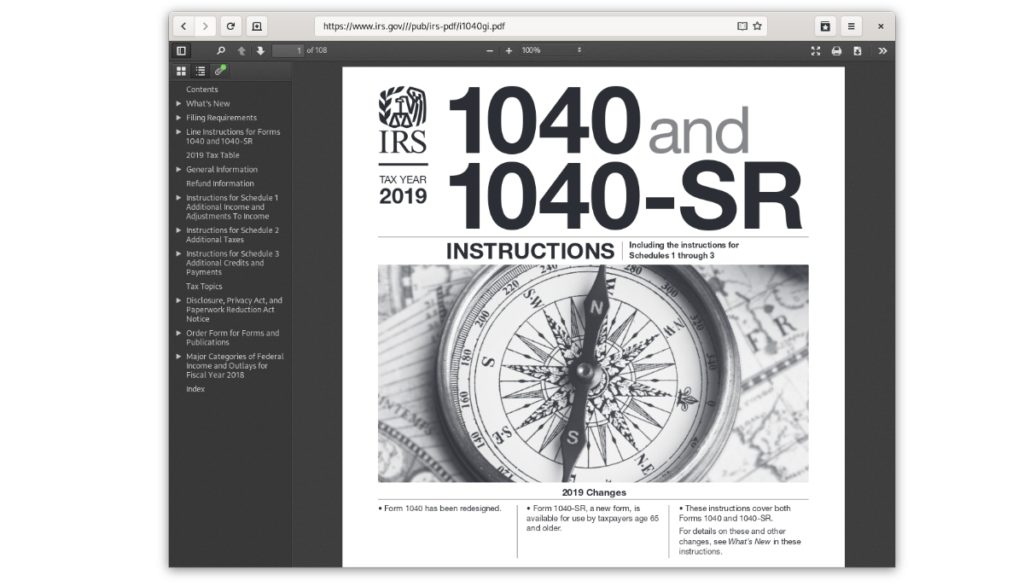 Visualizador de PDF Epifania da Web do GNOME