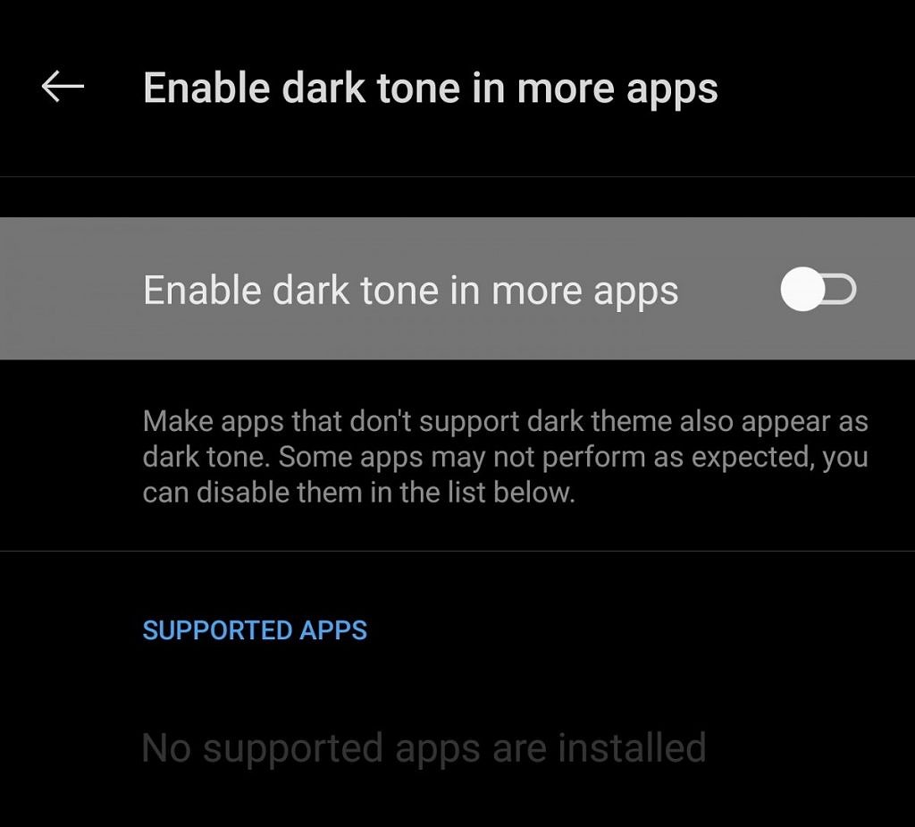 OnePlus Forced dark mode