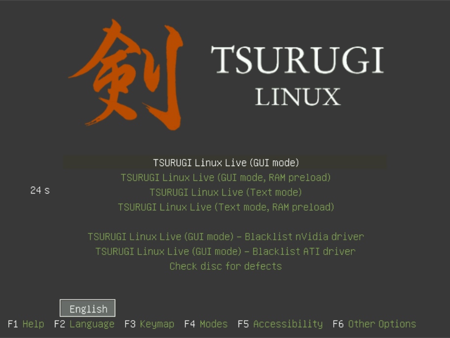Tsurugi Linux Boot Menu