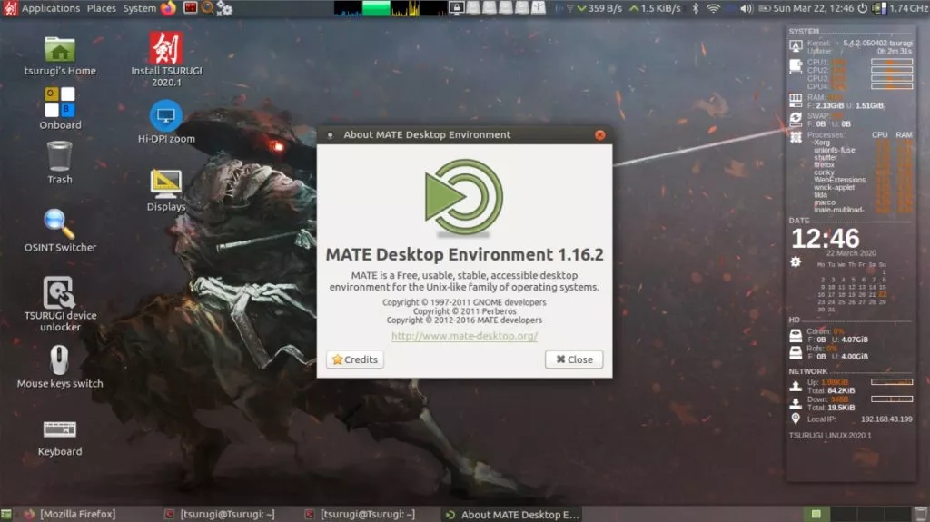 Tsurugi Linux MATE Desktop environment