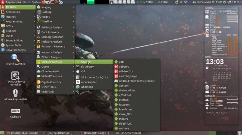 Tsurugi Linux Mobile Forensics Tools