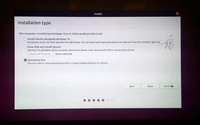 Installing Ubuntu — Choose Installation Type