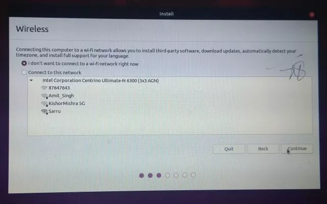 Installing Ubuntu — Connect To Wi-Fi Network