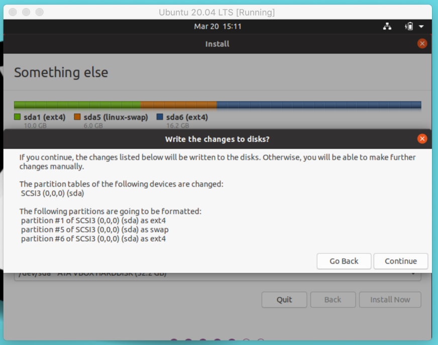 Ubuntu 20.04 LTS Installer — Write Changes To Disks