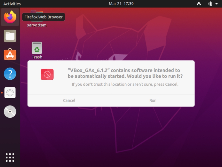 Ubuntu 20.04 LTS - Fixed screen size in VirtualBox