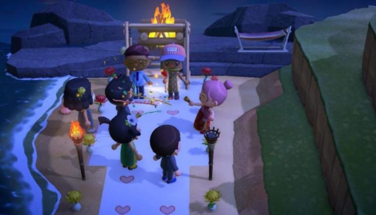 Virtual Video Game Wedding in Animal Crossing New horizon