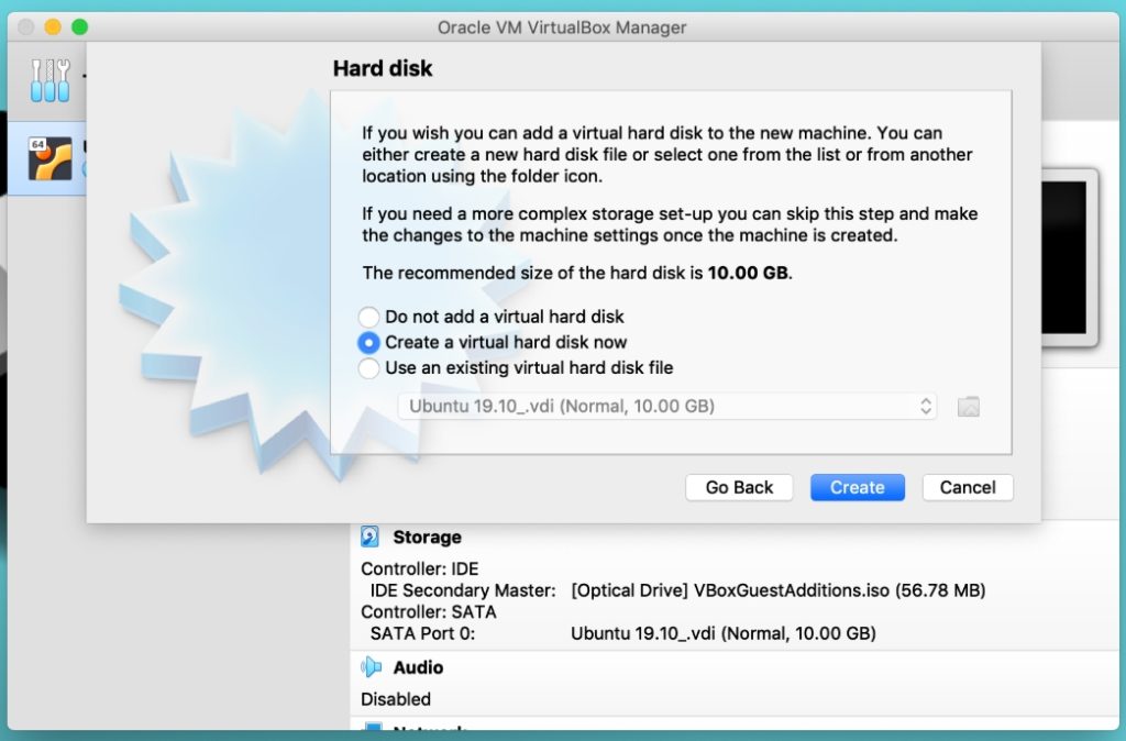 VirtualBox — Create Virtual Hard Disk