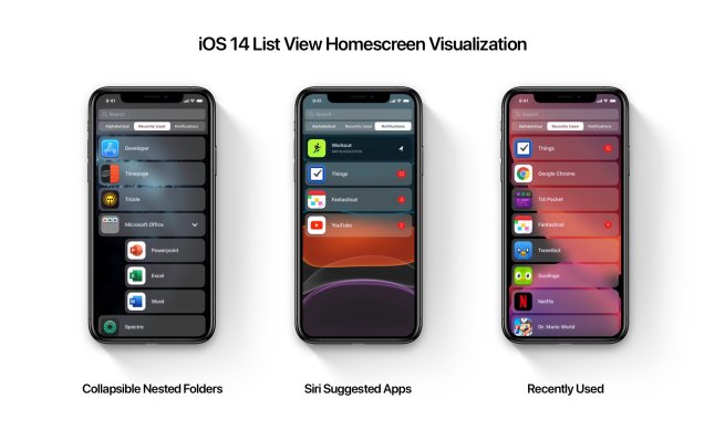 iOS 14 list screen view