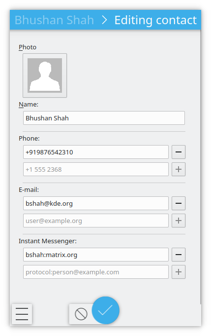 Plasma mobile contact app