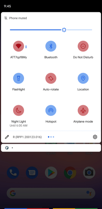 quick settings icon color Android 11
