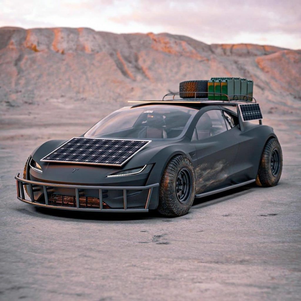 Tesla Roadster Solar Powered Battery Range