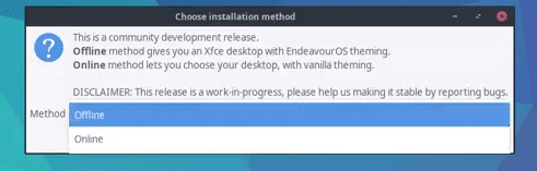 EndeavourOS Installation method