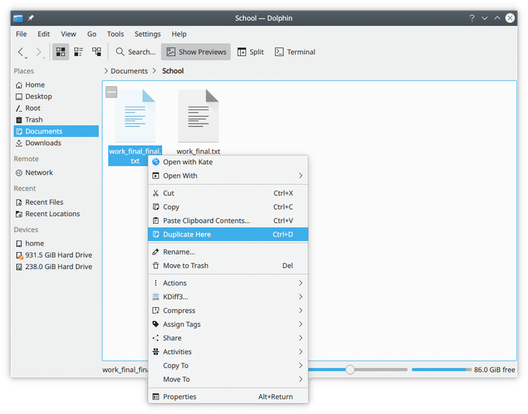 KDE Dolphin File Manager