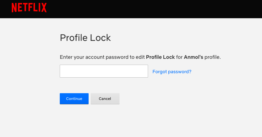 Netflix Profile lock