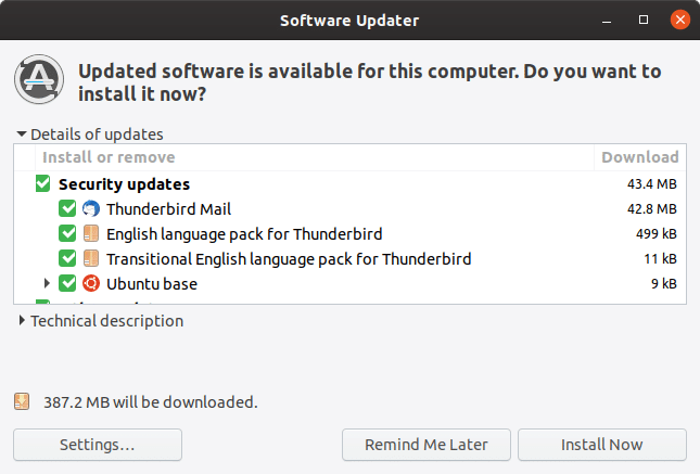 Software disponível para atualização