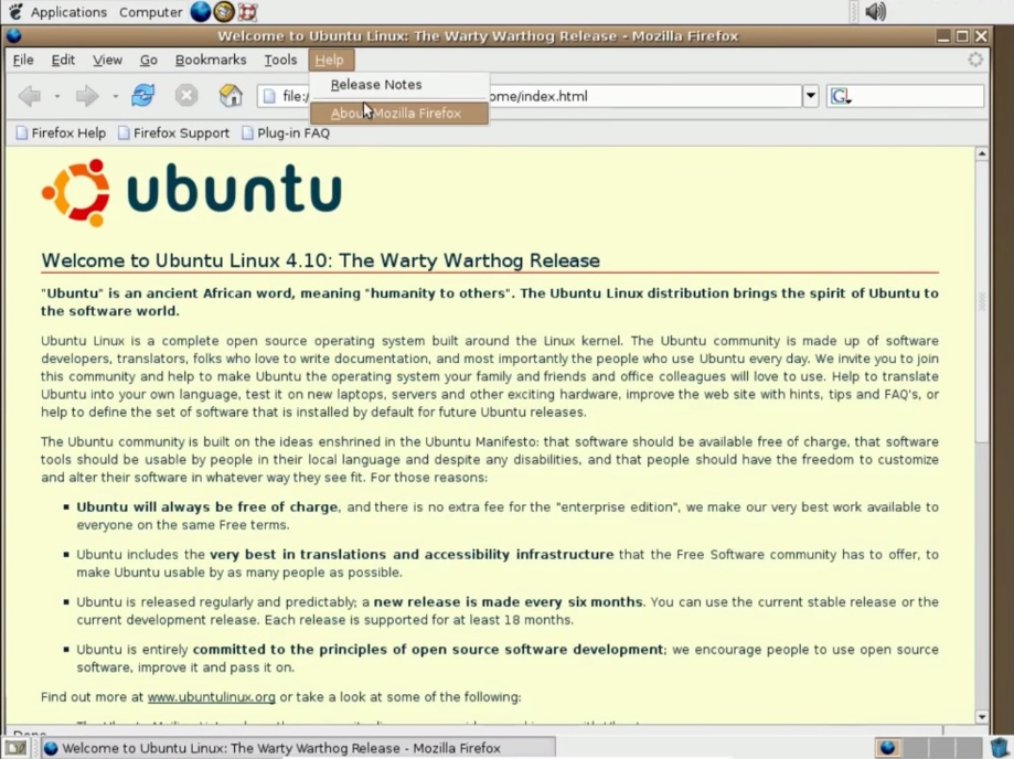 Ubuntu 4.10 About