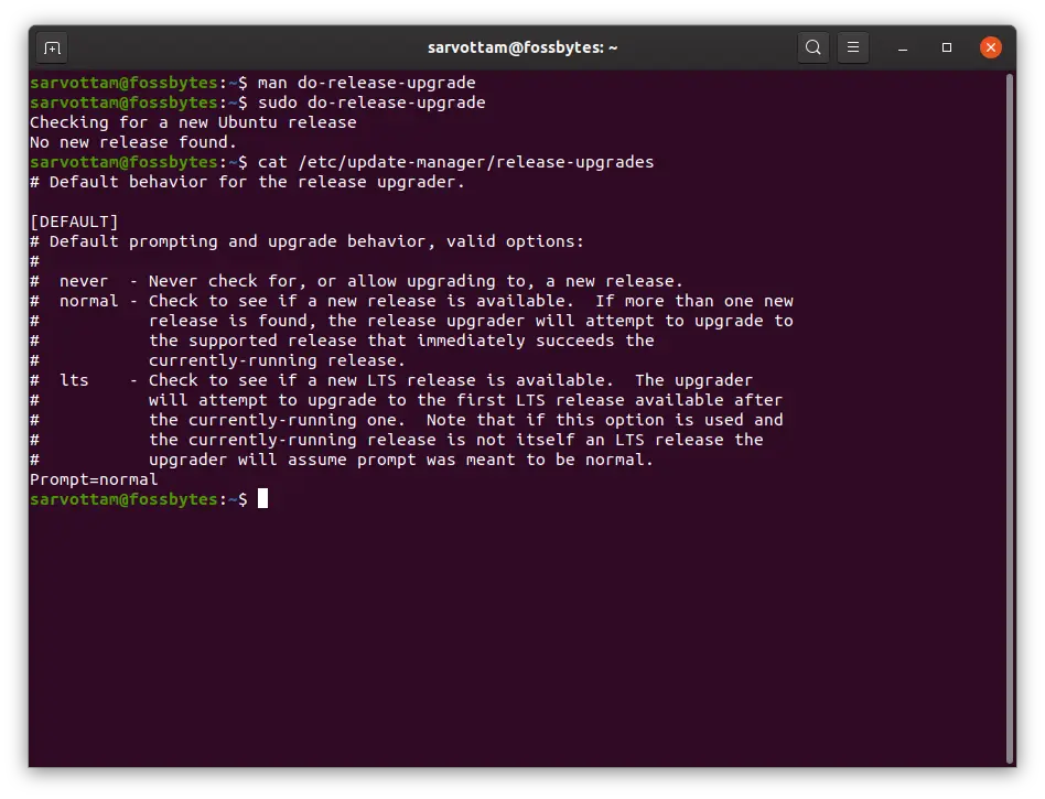 Обновление Ubuntu из командной строки - Проверьте конфигурацию выпуска обновлений по умолчанию