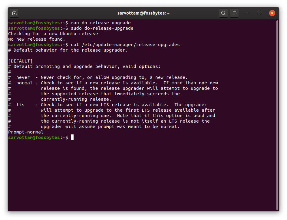 Upgrading Ubuntu from command line — Check default config of release upgrades