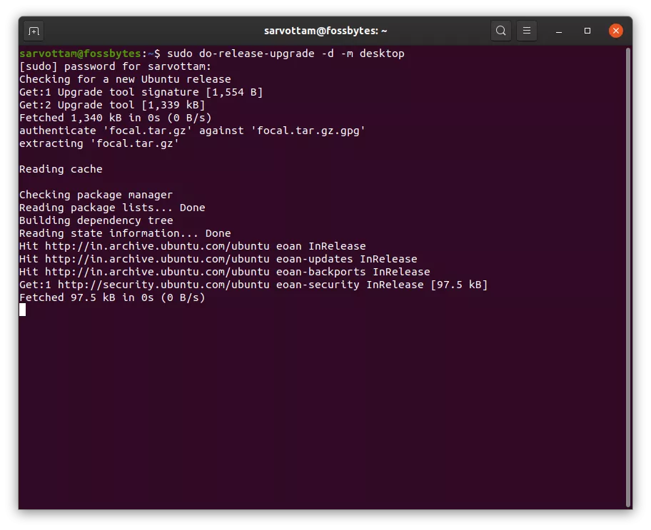 Обновление Ubuntu из командной строки - Запустите Обновление Ubuntu