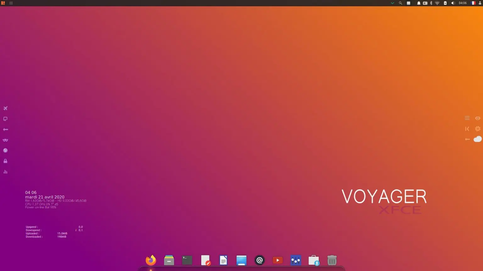 Voyager 20.04 Xfce desktop