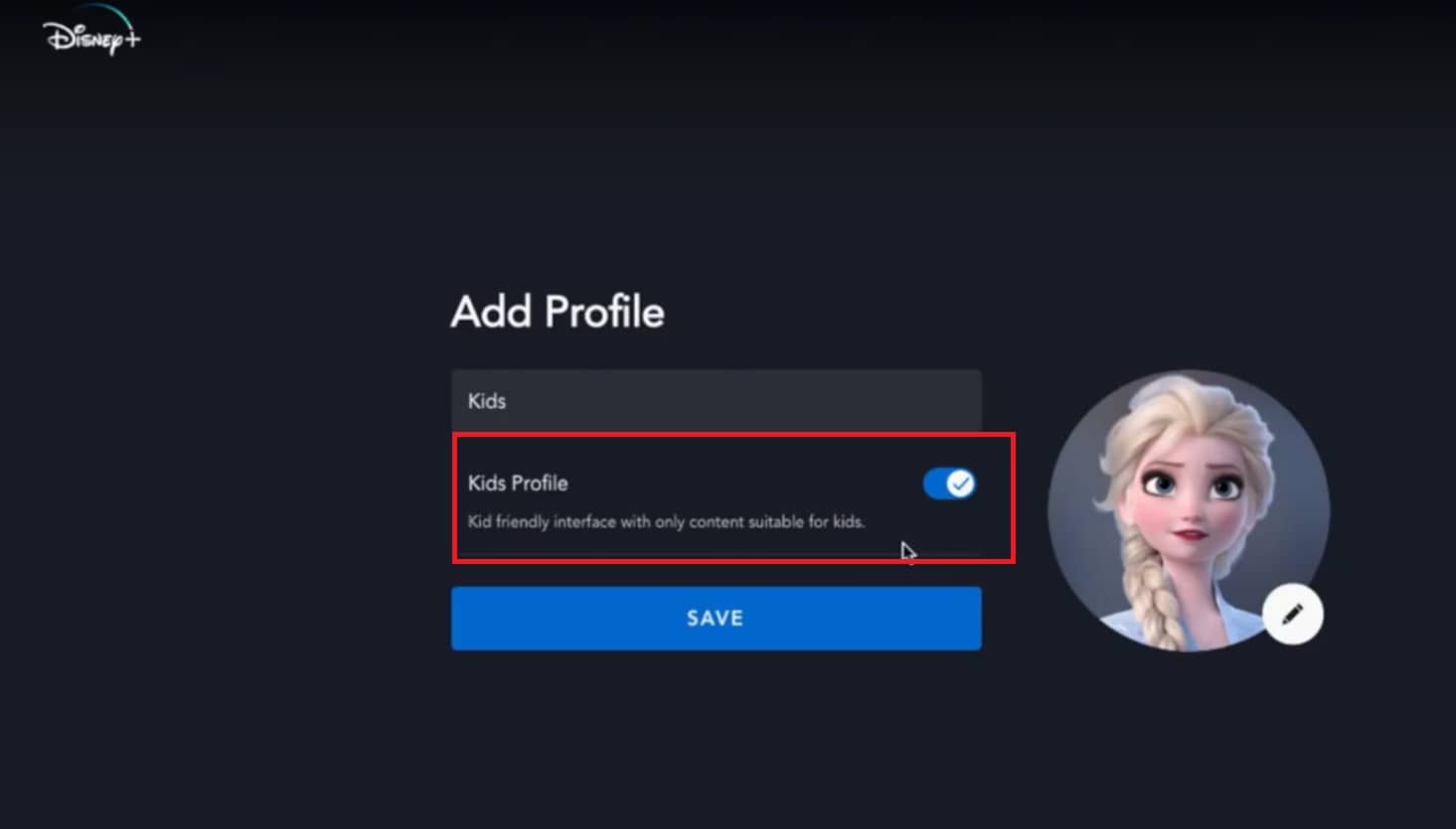how to create kids profile