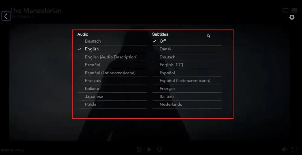 changing audio language and subtitle