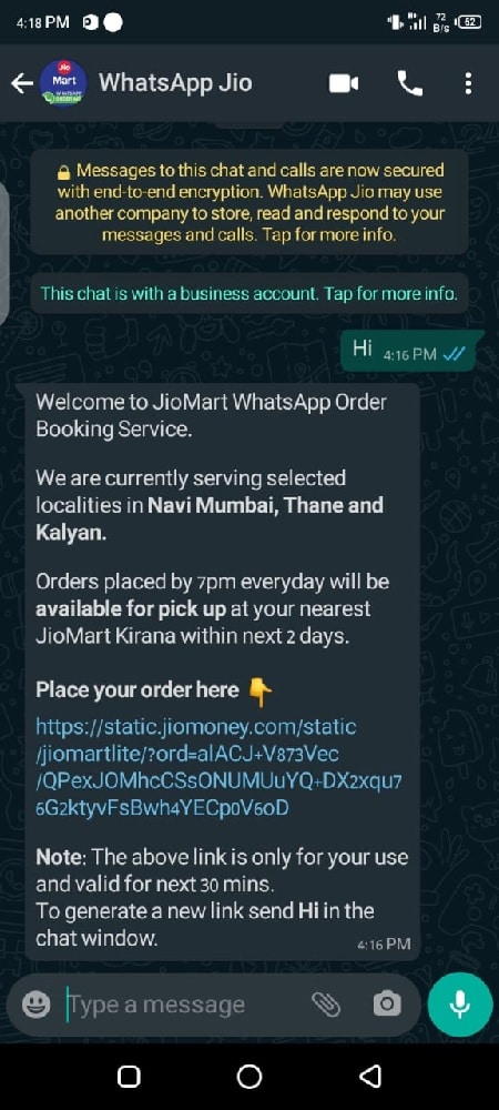 jiomart's online ordering link