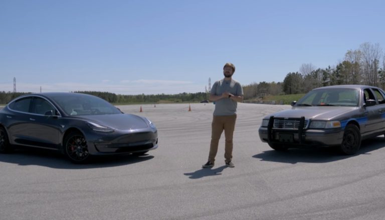 Would You Catch Criminals Faster In A Tesla Model 3 Or A Crown Victoria?
