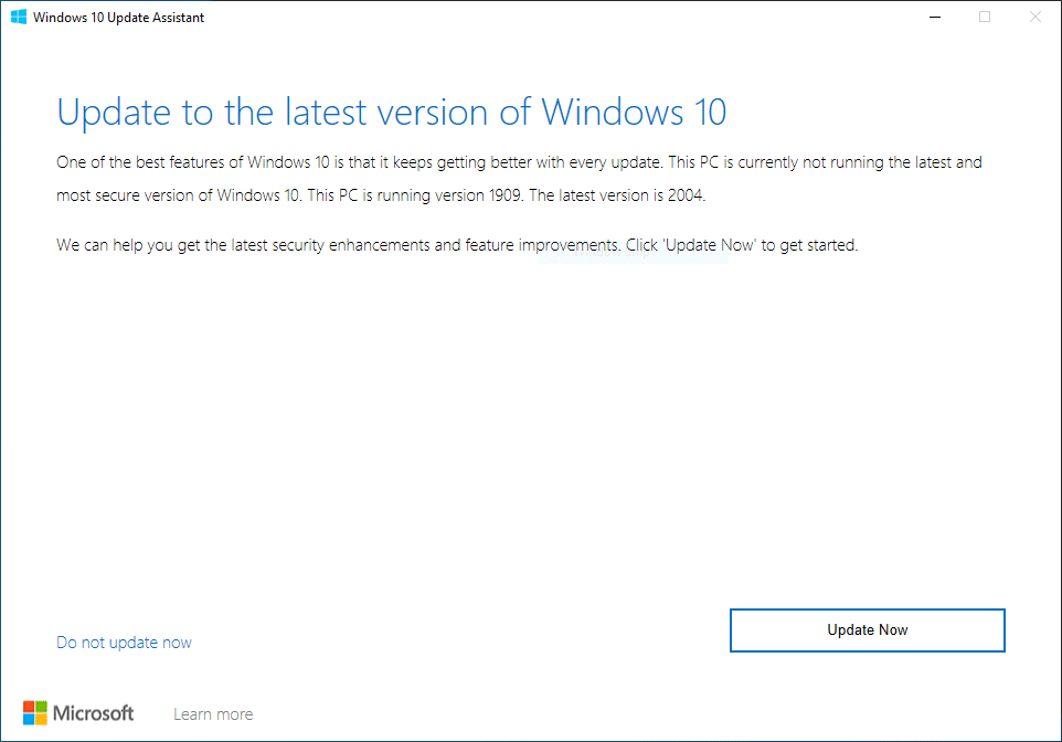 Download Windows 10 version 2004 May Update