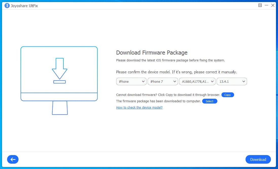 Firmware download. Прошивка IOS. Систем рековери IOS. TUNESKIT IOS System Recovery. Download Firmware package?.