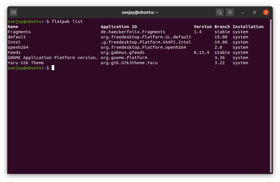 List all Flatpak app installed on Linux system