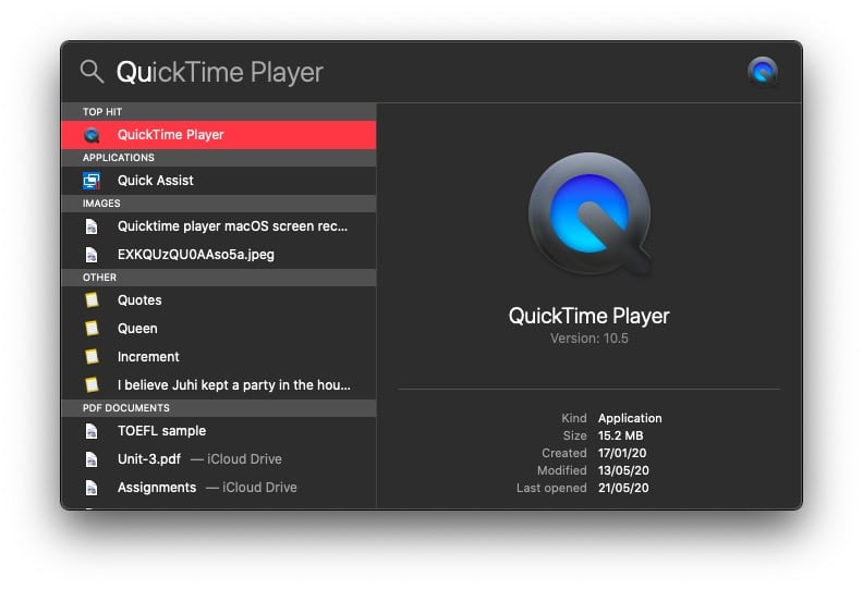 Open QuickTime Media Player macOS