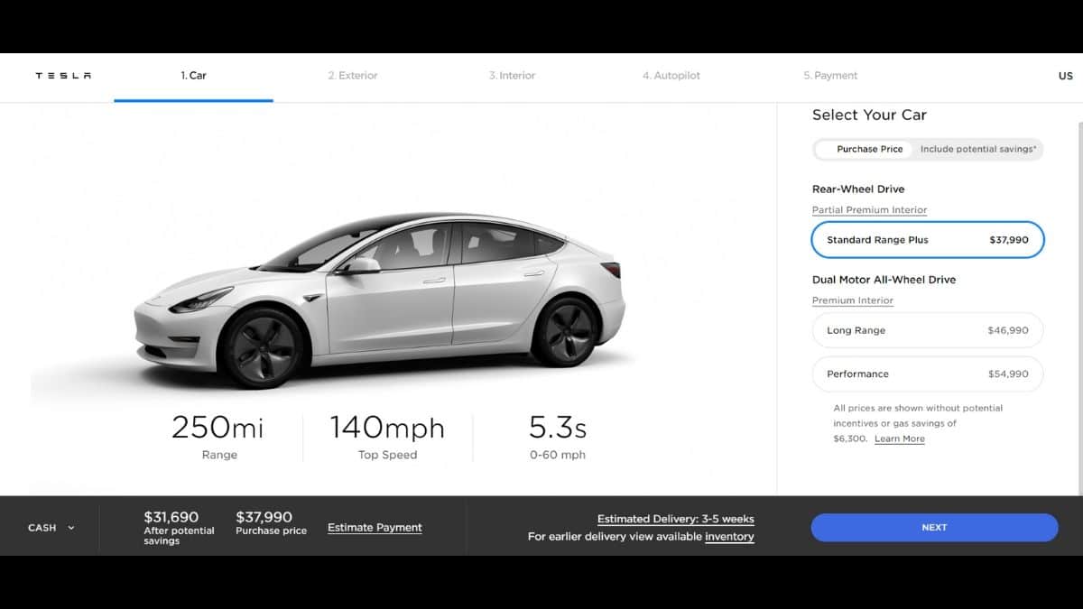 Tesla Model 3 Price drops due to coronavirus
