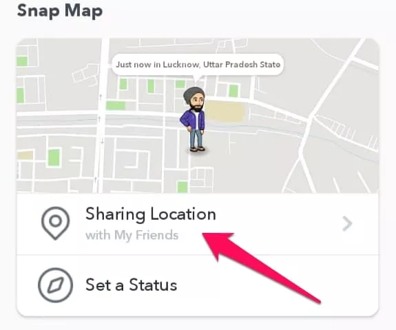 sharing location button