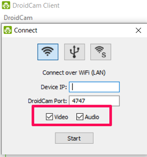 Check in audio and video options