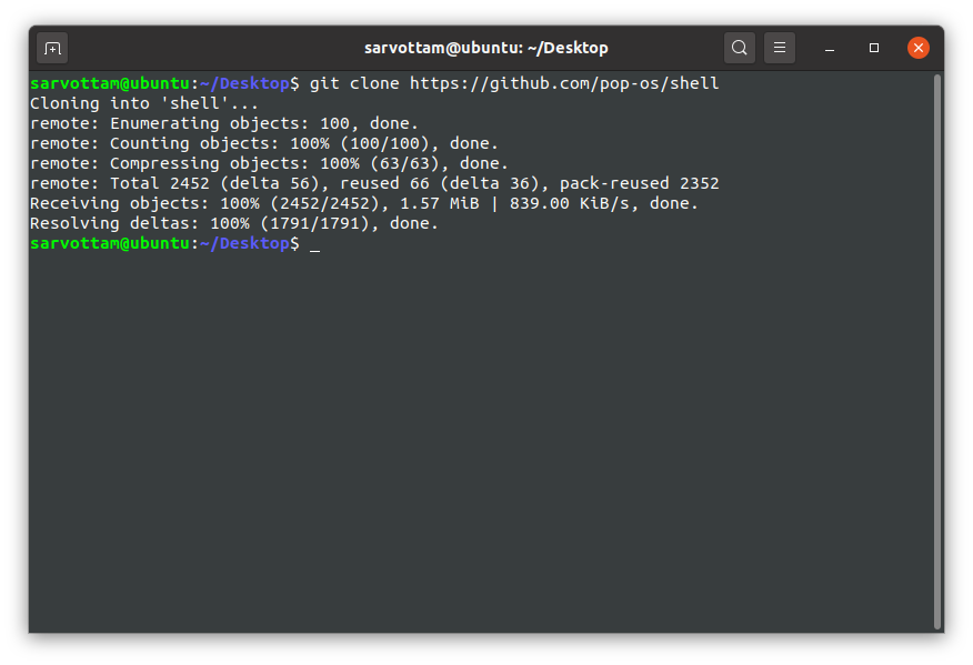 Clone Pop Shell GitHub Repository