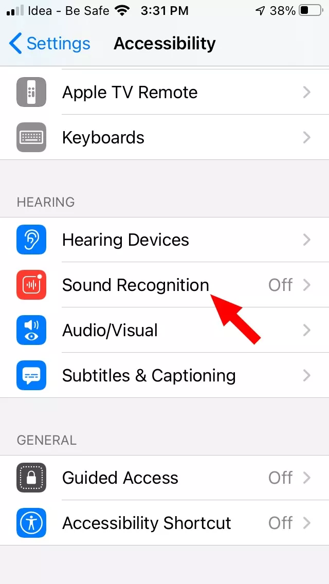 Enable Sound Recogntion iOS 14 iPhone 2