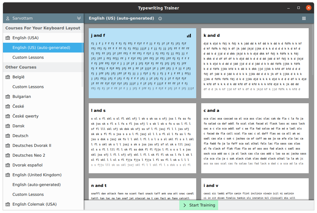 KTouch - Custom lessons and several language support