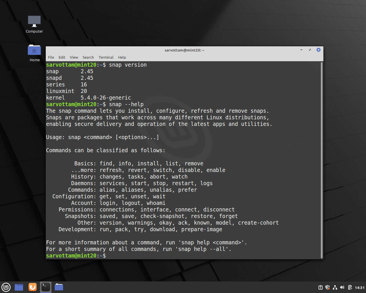 Linux Mint 20 — Snapd enabled and installed