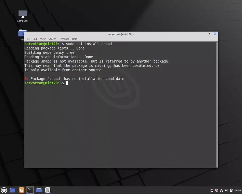 Linux Mint 20 disabled snaps