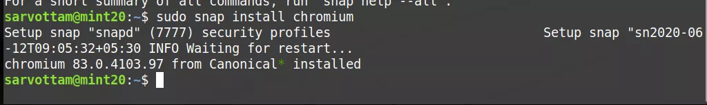Linux Mint 20 — Install Chromium using snap