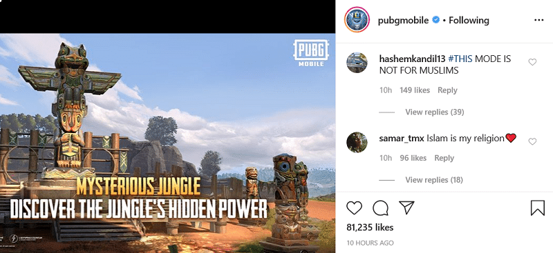 Players expressing concerns about Mysterious jungle mode on Instagram